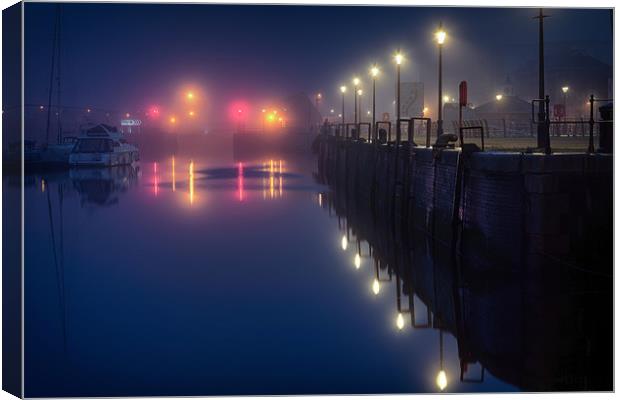 Swansea Marina lights Canvas Print by Leighton Collins