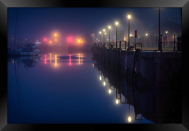 Swansea Marina lights Framed Print by Leighton Collins