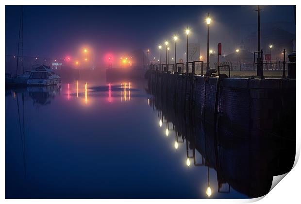 Swansea Marina lights Print by Leighton Collins