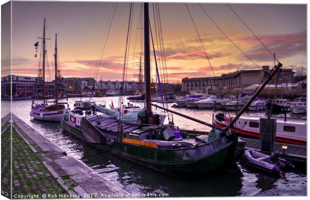 Bristol Harbour Sunset  Canvas Print by Rob Hawkins
