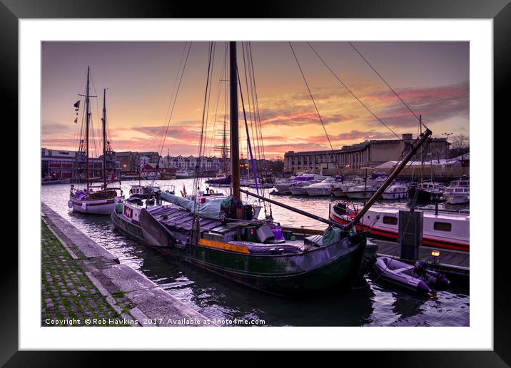 Bristol Harbour Sunset  Framed Mounted Print by Rob Hawkins