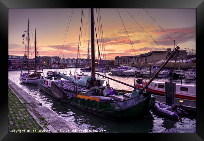 Bristol Harbour Sunset  Framed Print by Rob Hawkins
