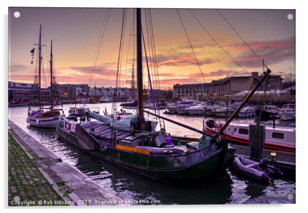 Bristol Harbour Sunset  Acrylic by Rob Hawkins