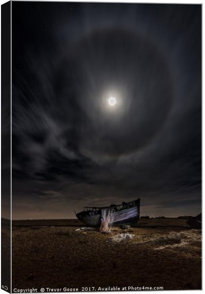 Dungeness, Kent, Moon Halo Canvas Print by Trevor Goose