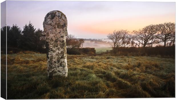 Cornish Stone Cross Canvas Print by Dave Bell