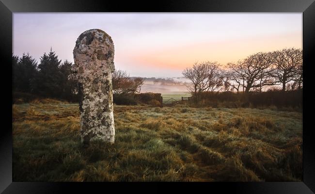 Cornish Stone Cross Framed Print by Dave Bell
