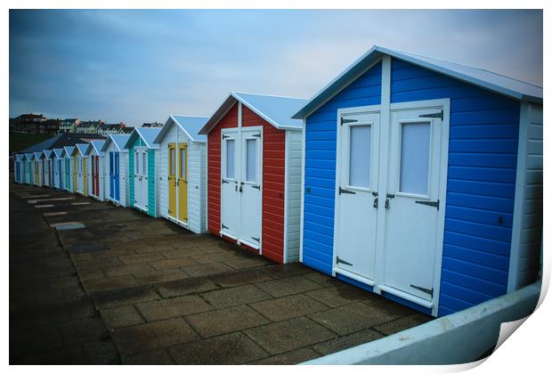 Brand New Beach Huts Print by Dave Bell