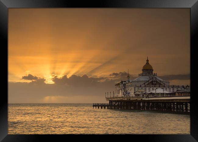 Sunrise over Eastbourne Pier Framed Print by Dave Collins