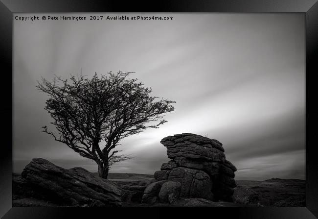Holwell Tor and Lone tree on Dartmoor Framed Print by Pete Hemington