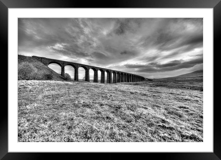 Ribblehead Viaduct In Mono Framed Mounted Print by Mark Dobson