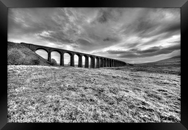 Ribblehead Viaduct In Mono Framed Print by Mark Dobson