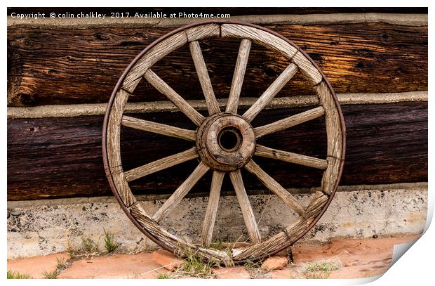 Old Wagon Wheel - Cody, Wyoming Print by colin chalkley