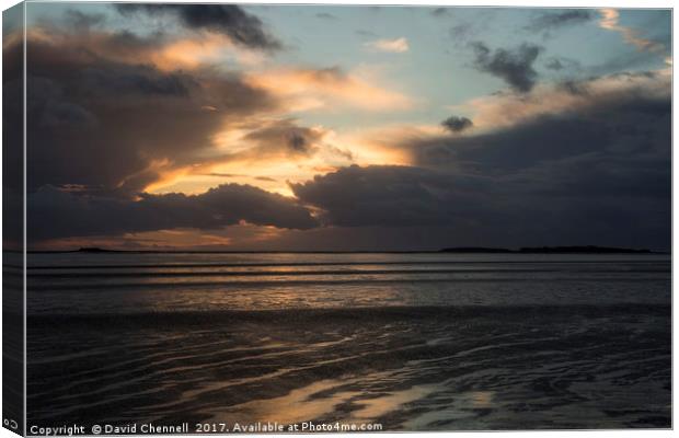 Hilbre Island Stormy Sunset Canvas Print by David Chennell