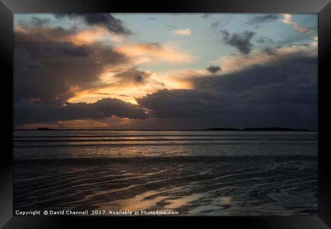 Hilbre Island Stormy Sunset Framed Print by David Chennell