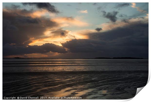 Hilbre Island Stormy Sunset Print by David Chennell