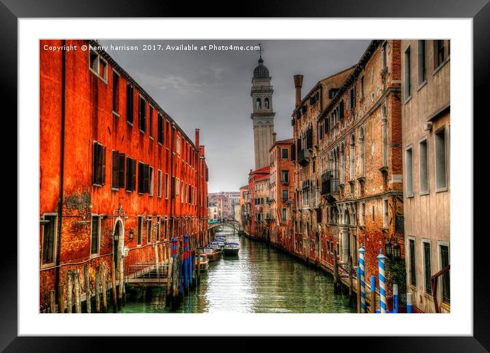 Venice Leaning Bell Tower Framed Mounted Print by henry harrison