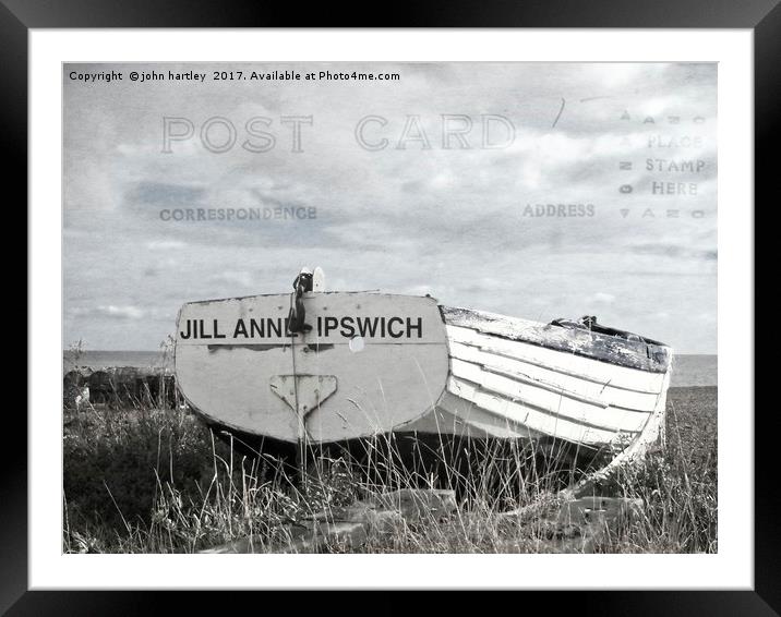  "Postcard Home" Abandoned Longshore Fishing Boat  Framed Mounted Print by john hartley