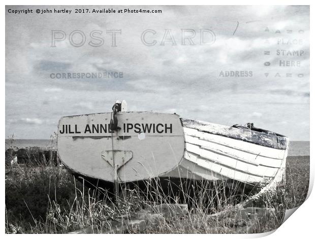  "Postcard Home" Abandoned Longshore Fishing Boat  Print by john hartley