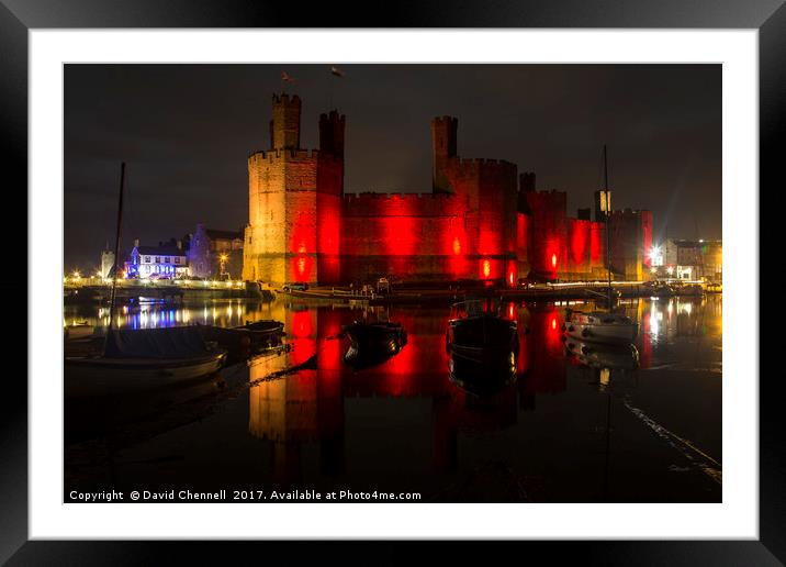 Caernarfon Castle Relection  Framed Mounted Print by David Chennell