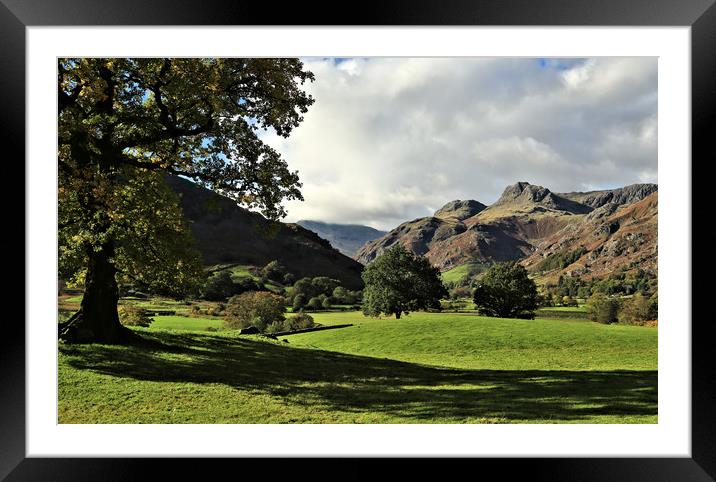 The Langdale Pikes from Chapel Stile Framed Mounted Print by Linda Lyon