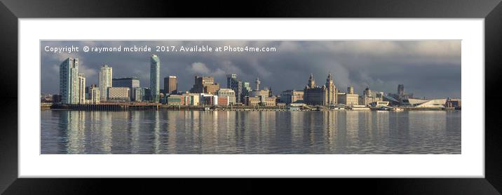 Liverpool Waterfront Panoramic Framed Mounted Print by raymond mcbride