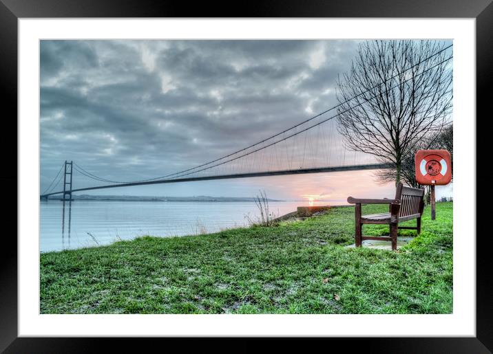 Sunset at the Humber Bridge Framed Mounted Print by Sarah Couzens