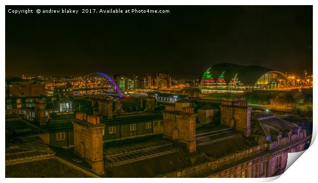 Newcastle Rooftops Print by andrew blakey