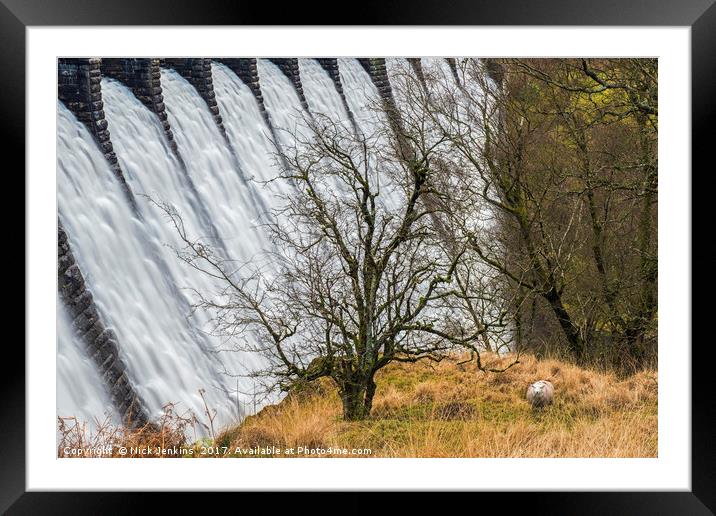 Craig Goch Dam and Sheep Elan Valley Mid Wales Framed Mounted Print by Nick Jenkins