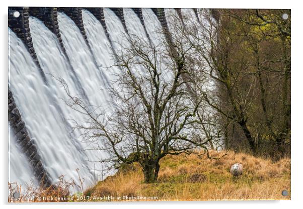 Craig Goch Dam and Sheep Elan Valley Mid Wales Acrylic by Nick Jenkins
