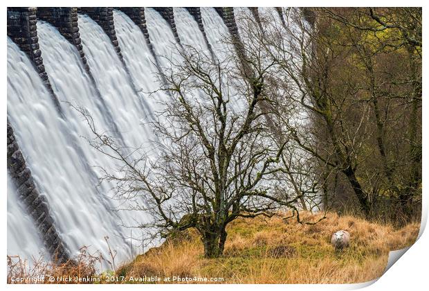 Craig Goch Dam and Sheep Elan Valley Mid Wales Print by Nick Jenkins