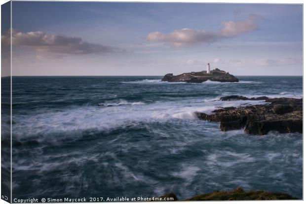 Godrevy Light House #1 Canvas Print by Simon Maycock