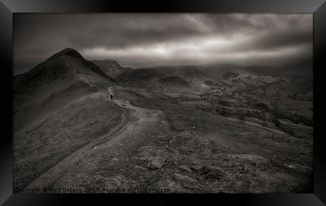 Lonely Fellwalker  Framed Print by Mark Dobson