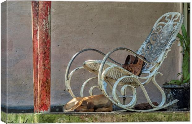 Rocking Chair on a porch Canvas Print by Dianne 