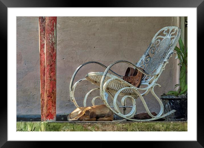 Rocking Chair on a porch Framed Mounted Print by Dianne 