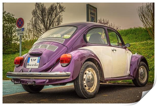 Classic Volkswagen Beetle - Purple 'n White Print by Marcel de Groot