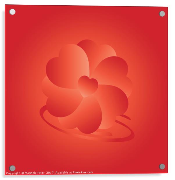 Flower of hearts Acrylic by Marinela Feier