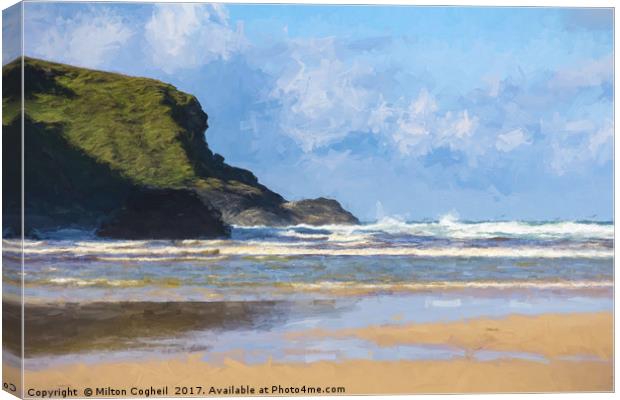 Windy Bedruthan Beach Canvas Print by Milton Cogheil