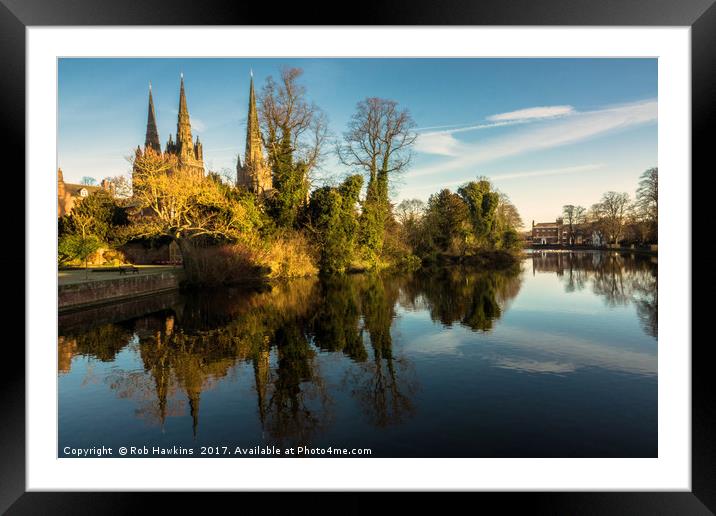 Lichfield Lake Reflections  Framed Mounted Print by Rob Hawkins