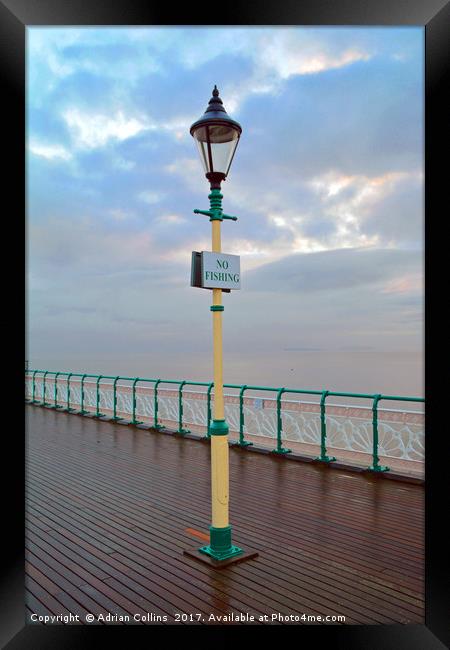 Victorian Lamp Post on Penarth Pier Framed Print by Adrian Collins