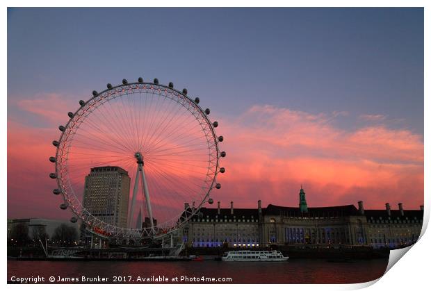 Millennium Wheel and South Bank at Sunset Print by James Brunker