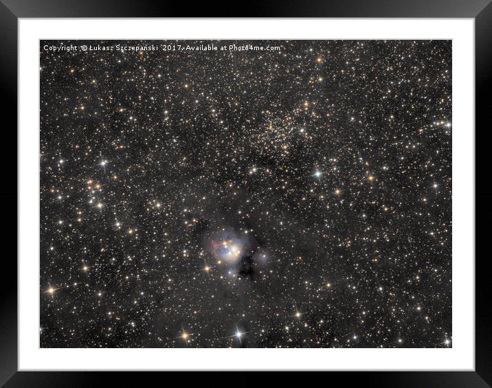 Deep space - reflection nebula IC 5134 among stars Framed Mounted Print by Łukasz Szczepański