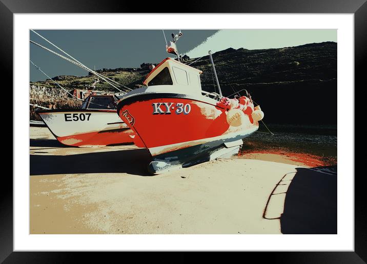 Poster Style Fishing Boat Framed Mounted Print by Dave Bell