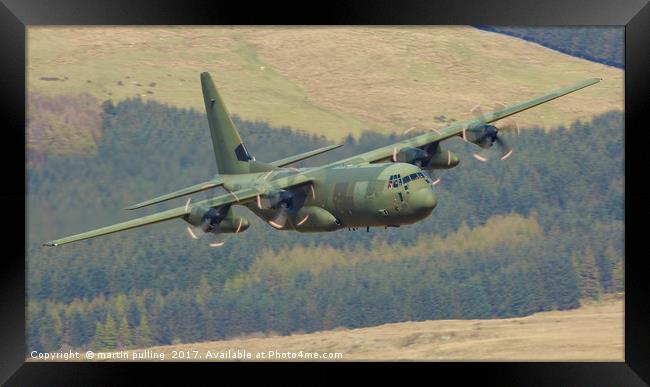 Hercules C-130  on the Mach loop Framed Print by martin pulling