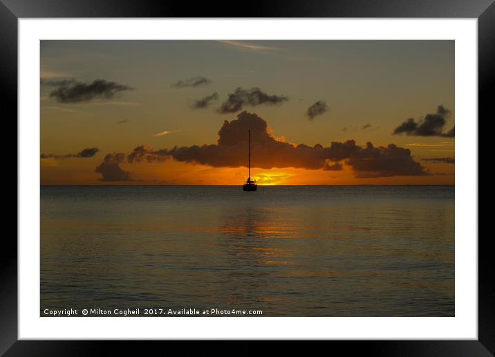 St Lucia Sunset 3 Framed Mounted Print by Milton Cogheil