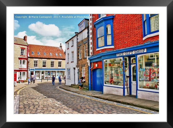 Cobbled Streets Of Staithes  Framed Mounted Print by Marie Castagnoli