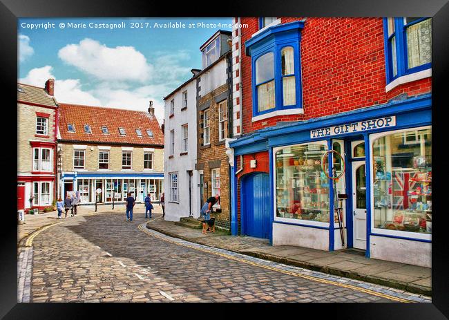 Cobbled Streets Of Staithes  Framed Print by Marie Castagnoli