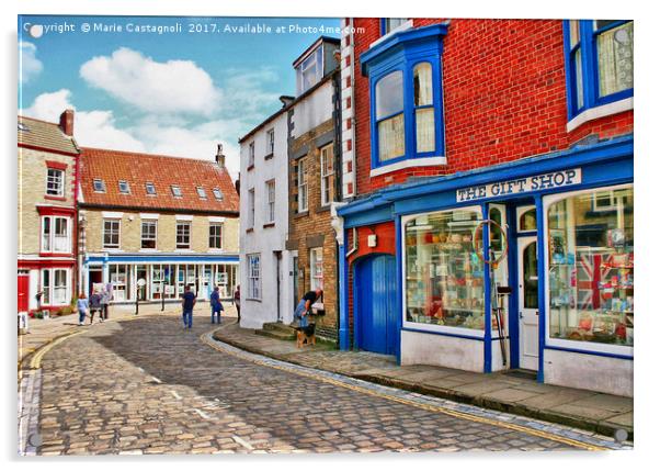 Cobbled Streets Of Staithes  Acrylic by Marie Castagnoli