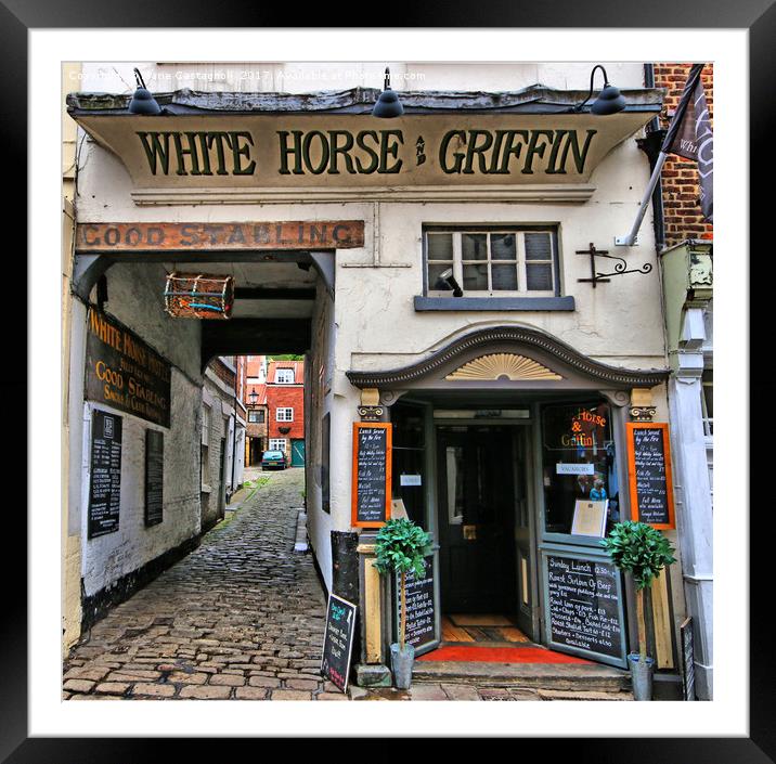 The White Horse & Griffin Inn Framed Mounted Print by Marie Castagnoli