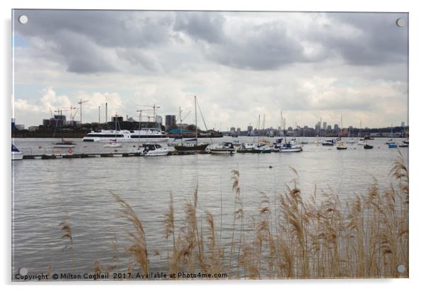 River Thames, North Greenwich Acrylic by Milton Cogheil
