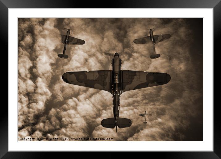Hawker Hurricane in sepia Framed Mounted Print by Kevin White